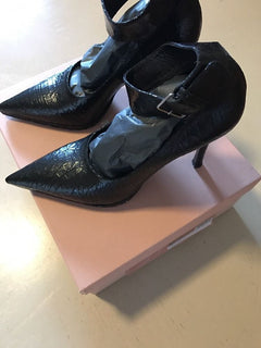 NIB Miu Miu Prada Women's Calzature Cracle Classic Pumps Black 39 Italy $730 - BAYSUPERSTORE