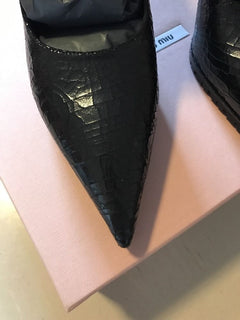 NIB Miu Miu Prada Women's Calzature Cracle Classic Pumps Black 39 Italy $730 - BAYSUPERSTORE