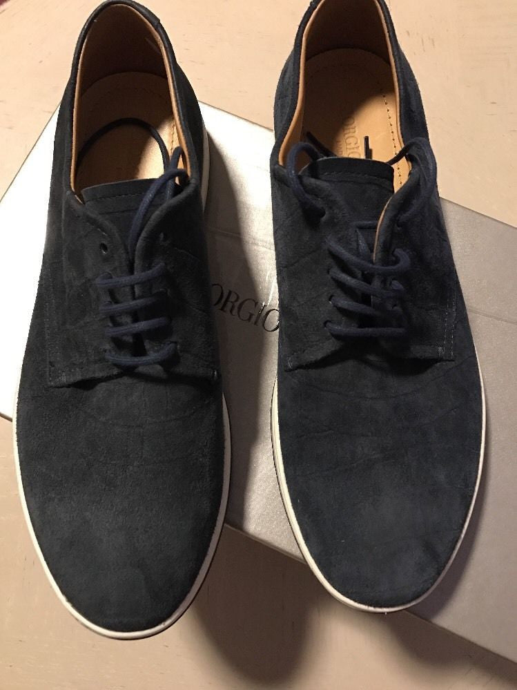 New $625 Giorgio Armani Suede Shoes Blue Size 5 ( 38 Eur ) Italy - BAYSUPERSTORE