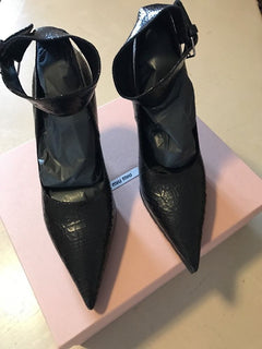 NIB Miu Miu Prada Women's Calzature Cracle Classic Pumps Black 39 Italy $730 - BAYSUPERSTORE