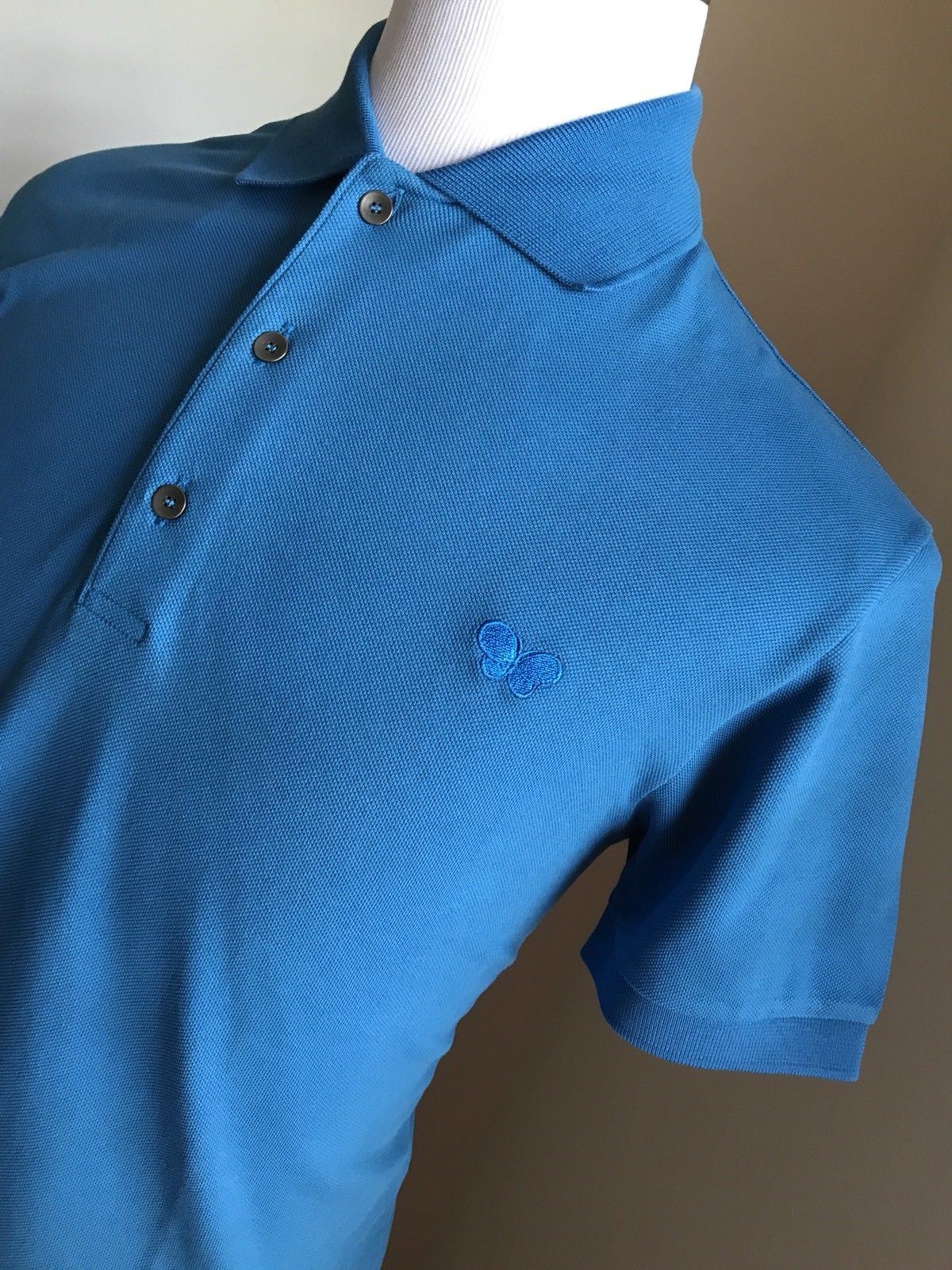 NWT $390 Bottega Veneta Mens Polo Shirt Blue-Royal 40 US ( 50 Eu ) Italy