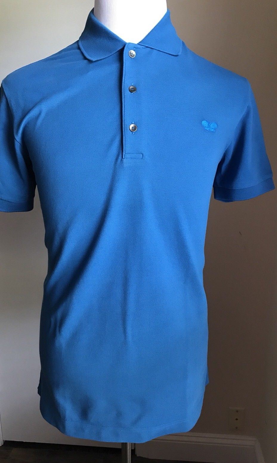 NWT $390 Bottega Veneta Mens Polo Shirt Blue-Royal 40 US ( 50 Eu ) Italy