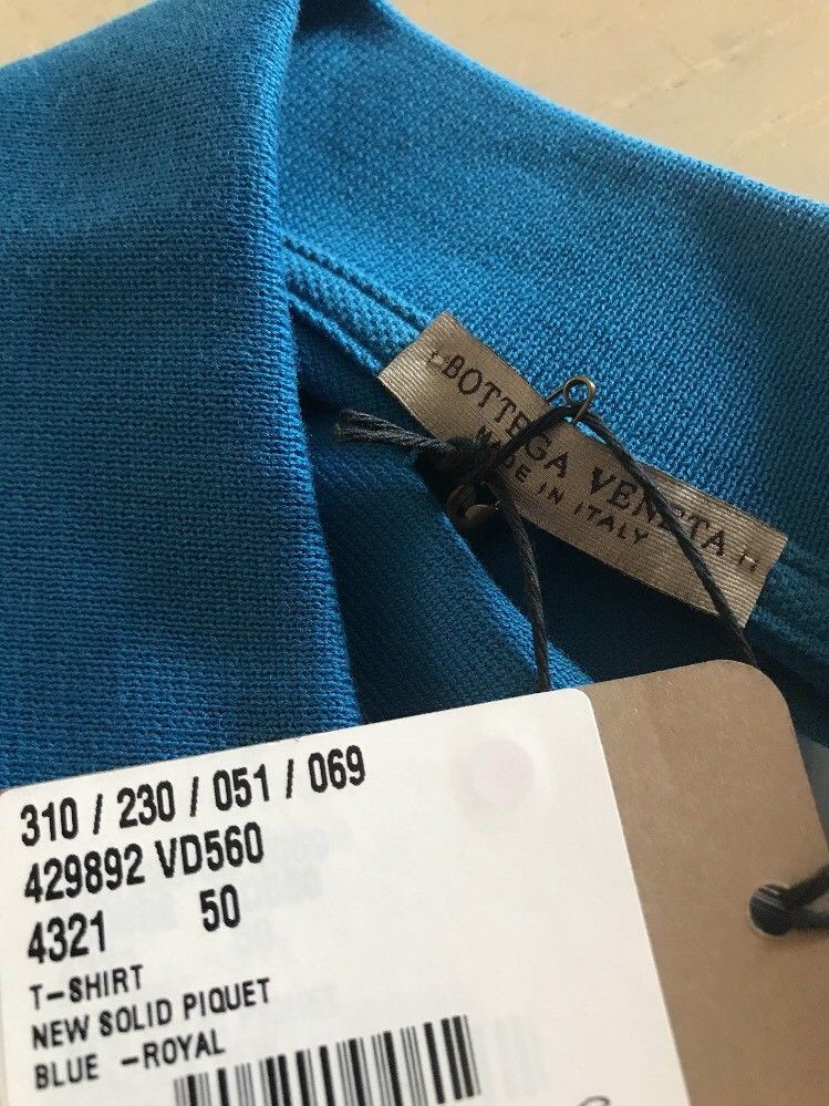 NWT $390 Bottega Veneta Mens Polo Shirt Blue-Royal 40 US ( 50 Eu ) Italy