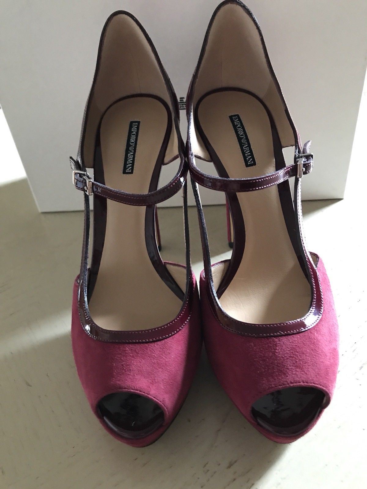 NIB $695 Emporio Armani Women’s Sandal Shoes Red/Burgundy 9 US ( 39 Eu ) X3G130 - BAYSUPERSTORE