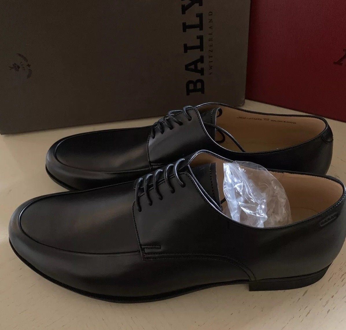 New $735 Bally Men Haldo Leather Oxford Shoes Black 11.5 US Switzerland