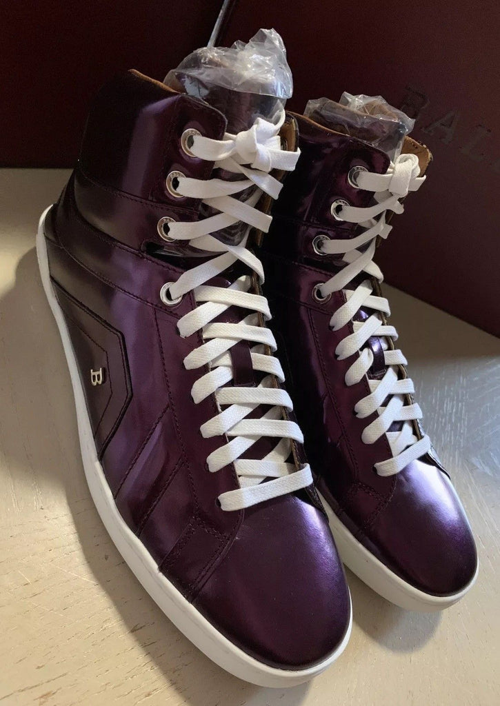New $700 Bally Men Eticon Leather High-Top Sneakers Merlot 8 US Switzerland