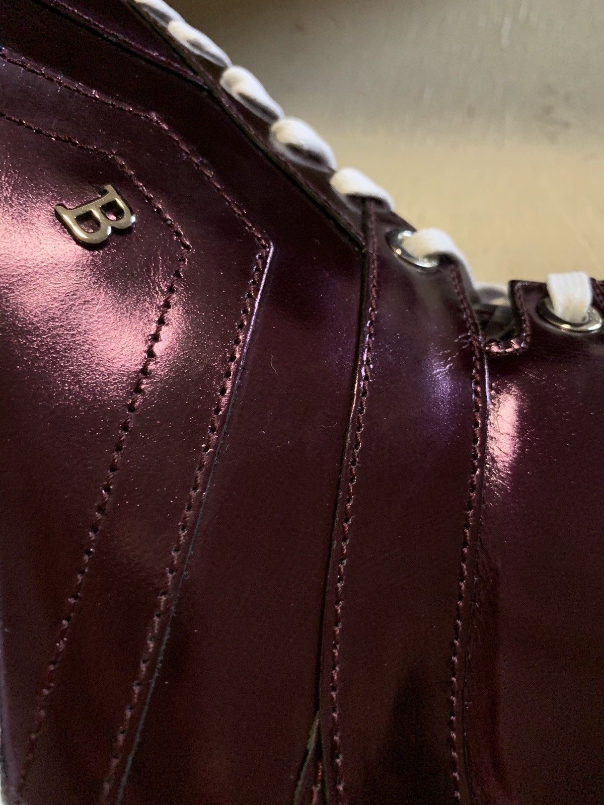 New $700 Bally Men Eticon Leather High-Top Sneakers Merlot 8 US Switzerland