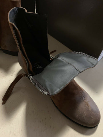 New $1190 Zanotti Mens Suede Boots Shoes DK Brown 8 US ( 41 Eu ) Italy