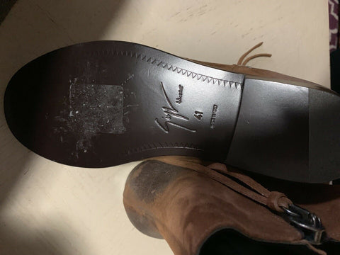 New $1190 Zanotti Mens Suede Boots Shoes DK Brown 8 US ( 41 Eu ) Italy