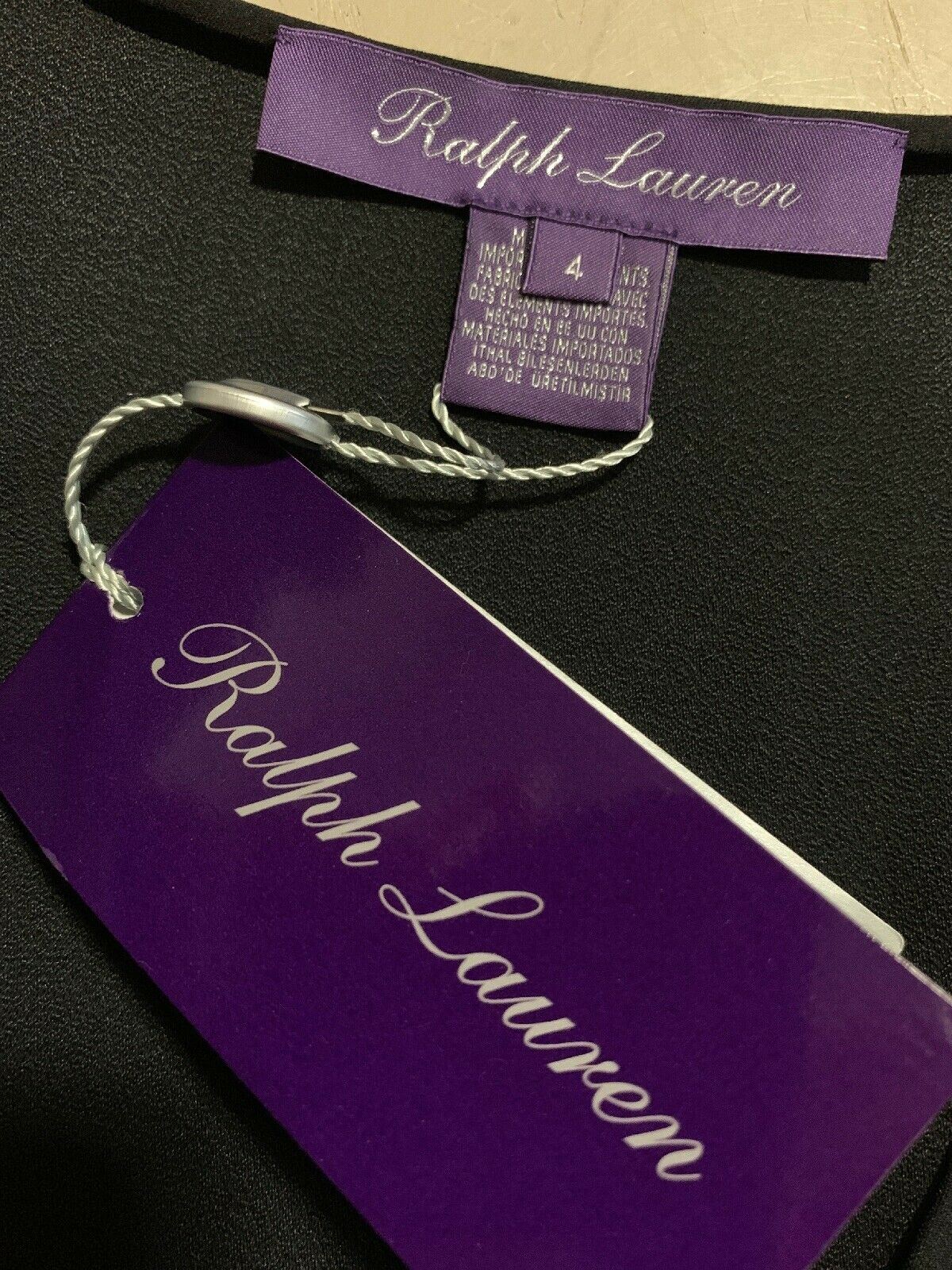 New $1090 Ralph Lauren Purple Label Women’s Blouse Long Black Size 4 Made In USA
