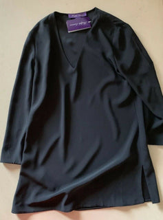 New $1090 Ralph Lauren Purple Label Women’s Blouse Long Black Size 4 Made In USA