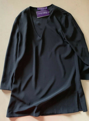 New $1090 Ralph Lauren Purple Label Women’s Blouse Long Black Size 4 Made In USA