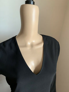 New $1090 Ralph Lauren Purple Label Women’s Blouse Long Black Size 4 Made In USA
