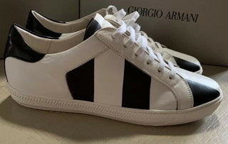 NIB $695 Giorgio Armani Women Flats Knight Shoes Sneakers Black/White 7.5 US