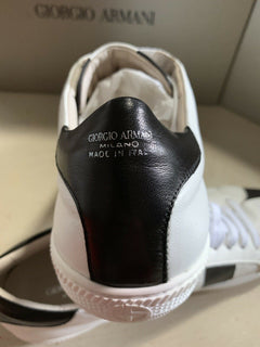 NIB $695 Giorgio Armani Women Flats Knight Shoes Sneakers Black/White 7.5 US