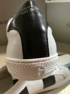 NIB $695 Giorgio Armani Women Flats Knight Shoes Sneakers Black/White 7.5 US