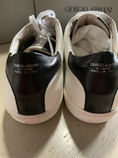 NIB $695 Giorgio Armani Women Flats Knight Shoes Sneakers Black/White 7.5 US