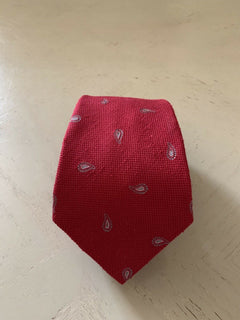 New $225 Isaia Silk Neck Tie Red Made in Italy