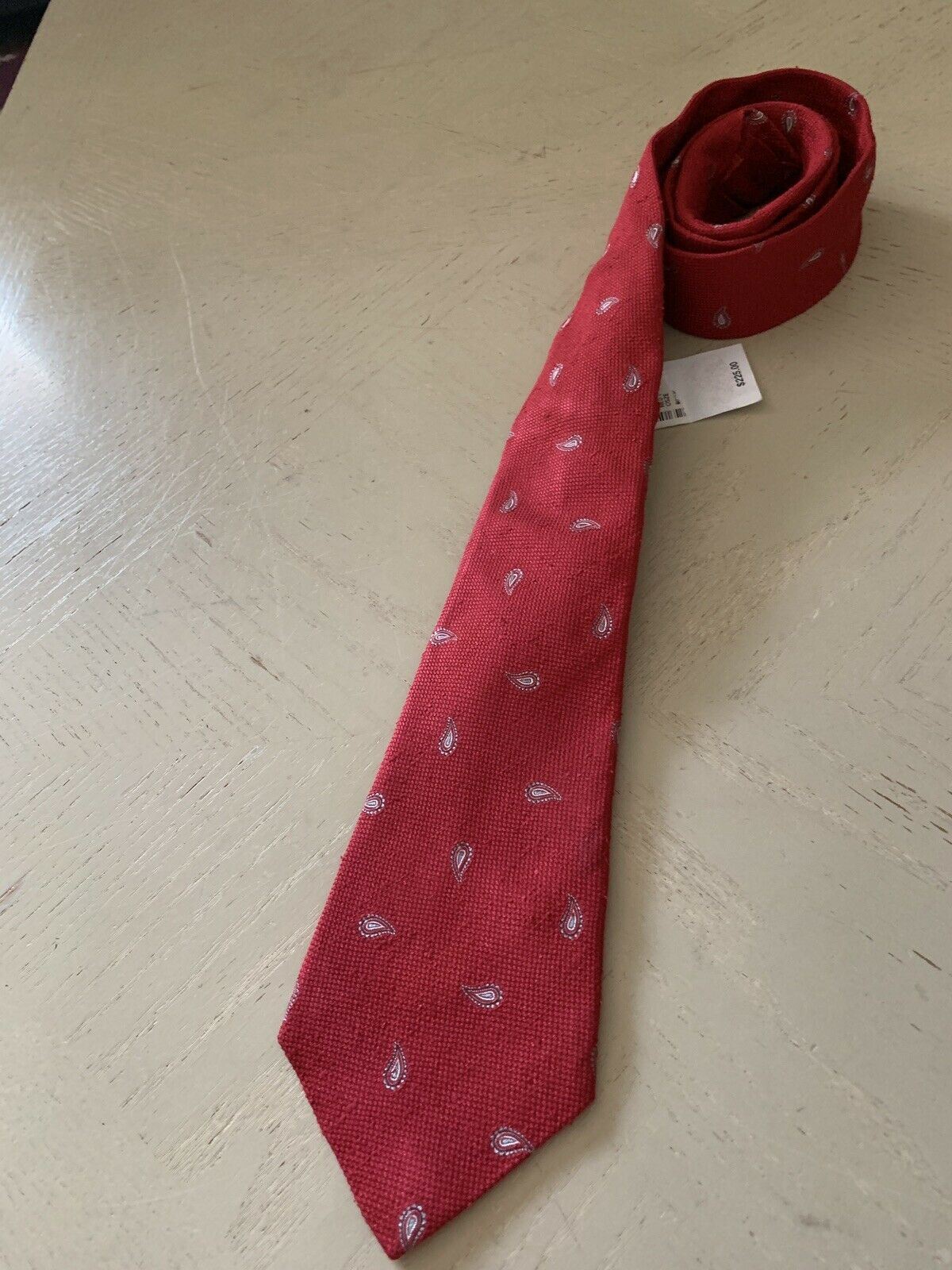 New $225 Isaia Silk Neck Tie Red Made in Italy