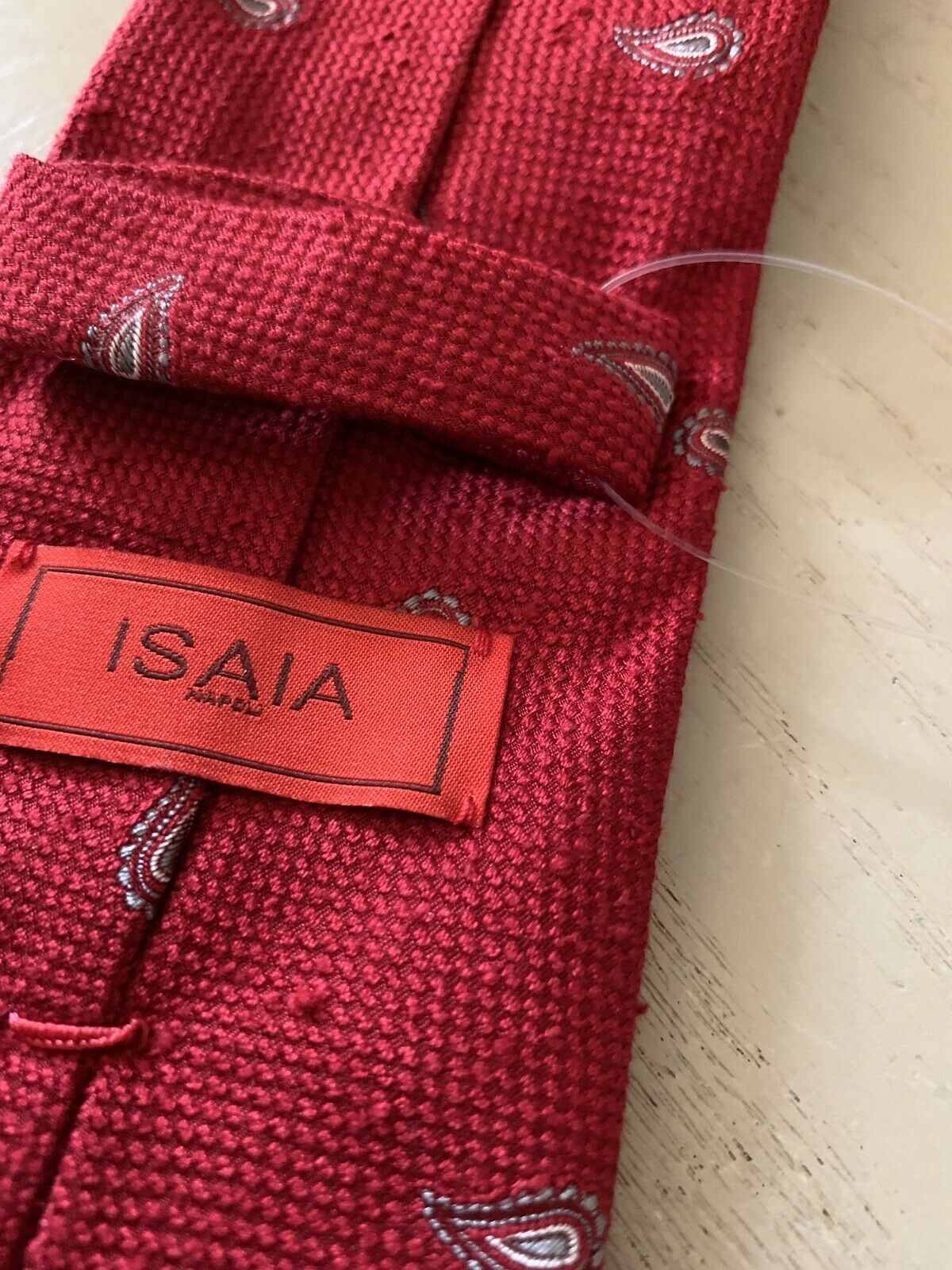 New $225 Isaia Silk Neck Tie Red Made in Italy