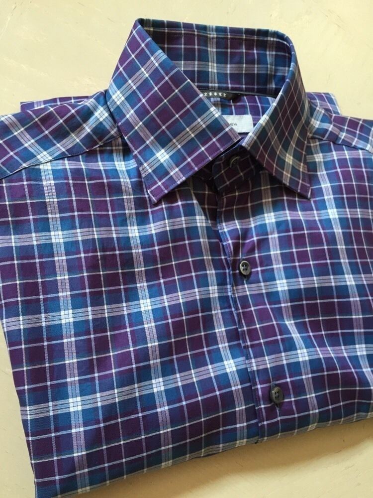 NWT $695 Ermenegildo  Zegna  Dress Shirt Multi-Color Small Made in Italy