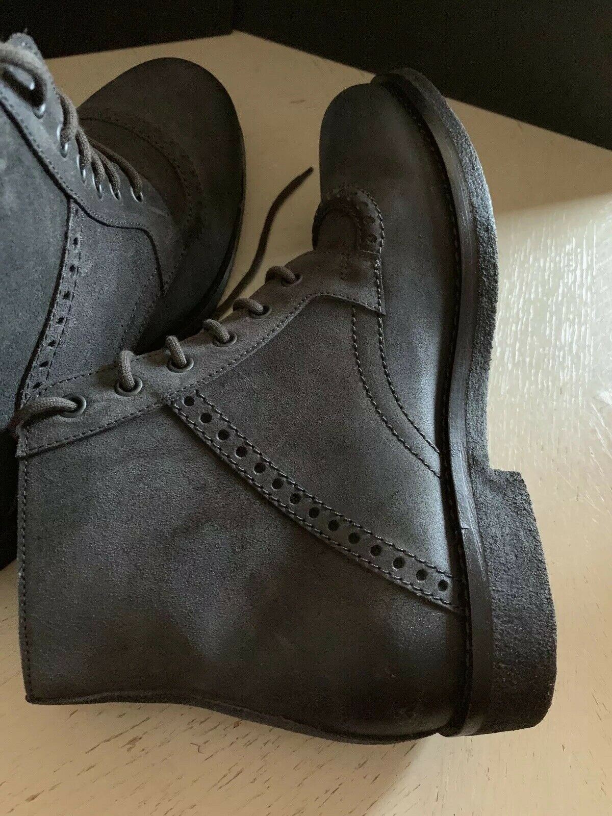 NIB $810 Bottega Veneta Mens Leather Boots Shoes DK Gray 9 US/42 Eu