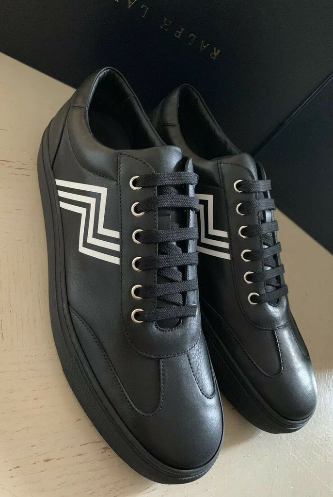 Neu $695 Herren Ralph Lauren Purple Label Leder-Sneakers Schuhe Schwarz 12 US Ita
