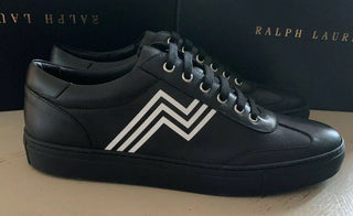 Neu $695 Herren Ralph Lauren Purple Label Leder-Sneakers Schuhe Schwarz 12 US Ita