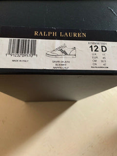 Neu $695 Herren Ralph Lauren Purple Label Leder-Sneakers Schuhe Schwarz 12 US Ita