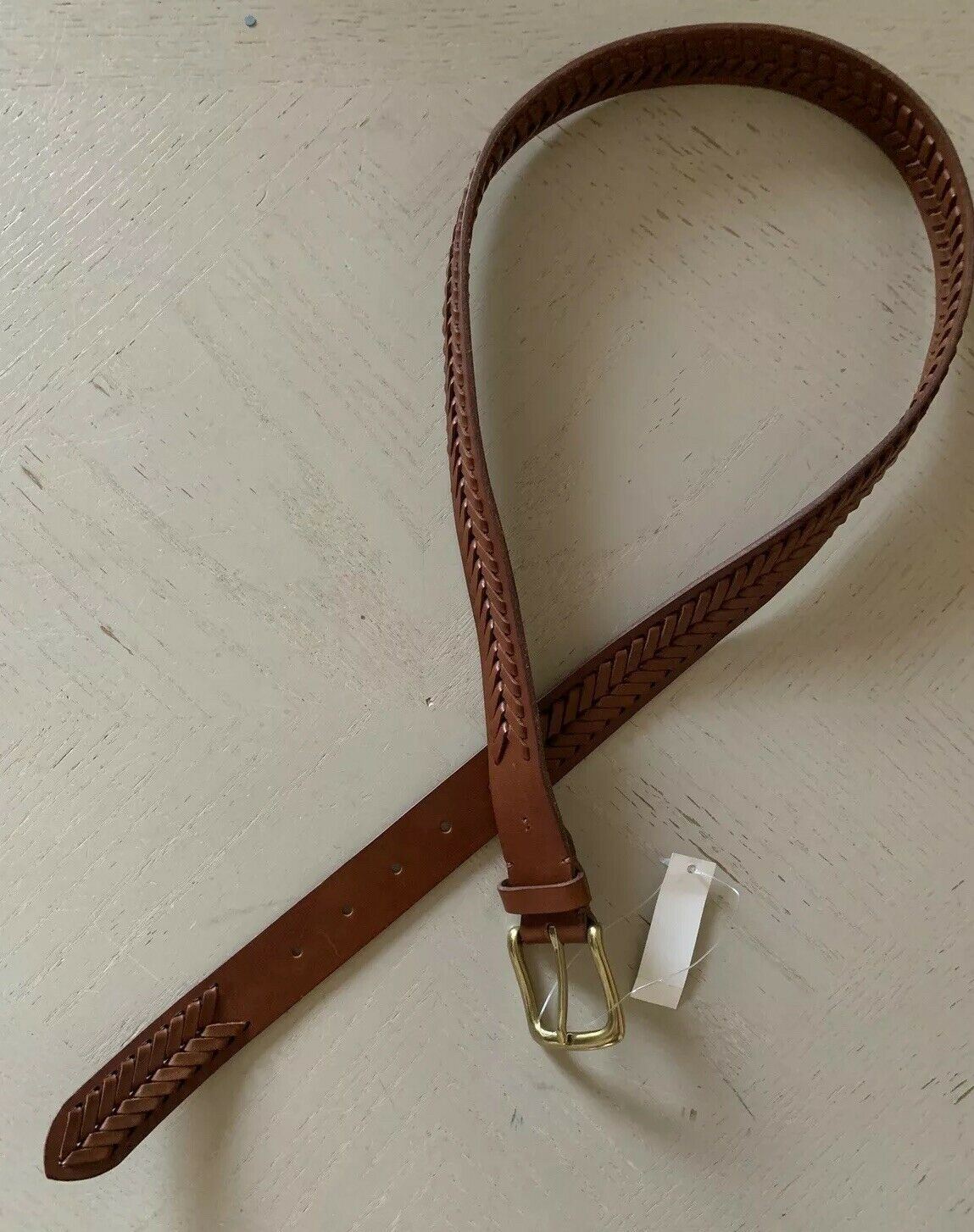 New $350 Ralph Lauren Mens Genuine Leather Belt Brown 36/90 Italy