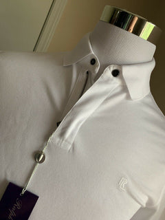 Neu mit Etikett: 375 $ Ralph Lauren Purple Label Herren-Poloshirt Weiß XL Italien