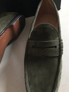 Neue 895 $ Ralph Lauren Purple Label Wildleder-Fahrerschuhe für Herren, Grün, 10 US-Italien