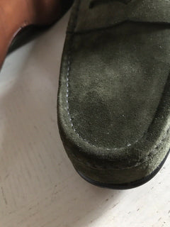 Neue 895 $ Ralph Lauren Purple Label Wildleder-Fahrerschuhe für Herren, Grün, 10 US-Italien