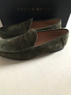 Neue 895 $ Ralph Lauren Purple Label Wildleder-Fahrerschuhe für Herren, Grün, 10 US-Italien