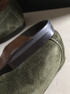 Neue 895 $ Ralph Lauren Purple Label Wildleder-Fahrerschuhe für Herren, Grün, 10 US-Italien