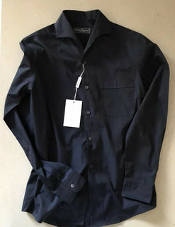 Neues Salvatore Ferragamo Herren-Langarmhemd, Marineblau, Größe S, Italien