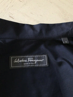 Neues Salvatore Ferragamo Herren-Langarmhemd, Marineblau, Größe S, Italien