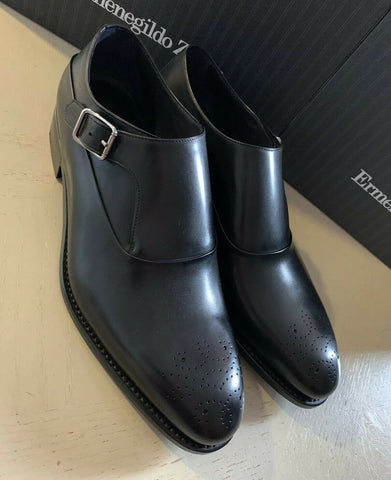 New $1350 Ermenegildo Zegna Couture Monk Brogues Leather Shoes Black 11.5 US Ita