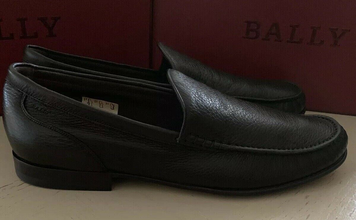 New $650 Bally Men Suelo Grained Leather Loafers Shoes Dark Brown 10.5 US Switz
