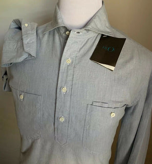 NWT $275 Eidos Napoli Herrenhemd Blau 42/16,5 Italien