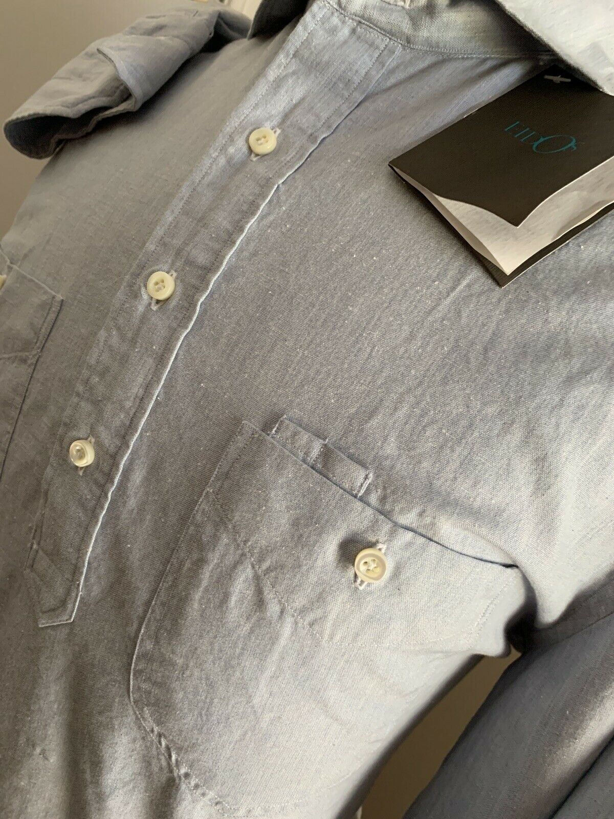 NWT $275 Мужская рубашка Eidos Napoli синяя 42/16,5 Италия
