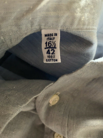 NWT $275 Eidos Napoli Mens Shirt  Blue 42/16.5 Italy