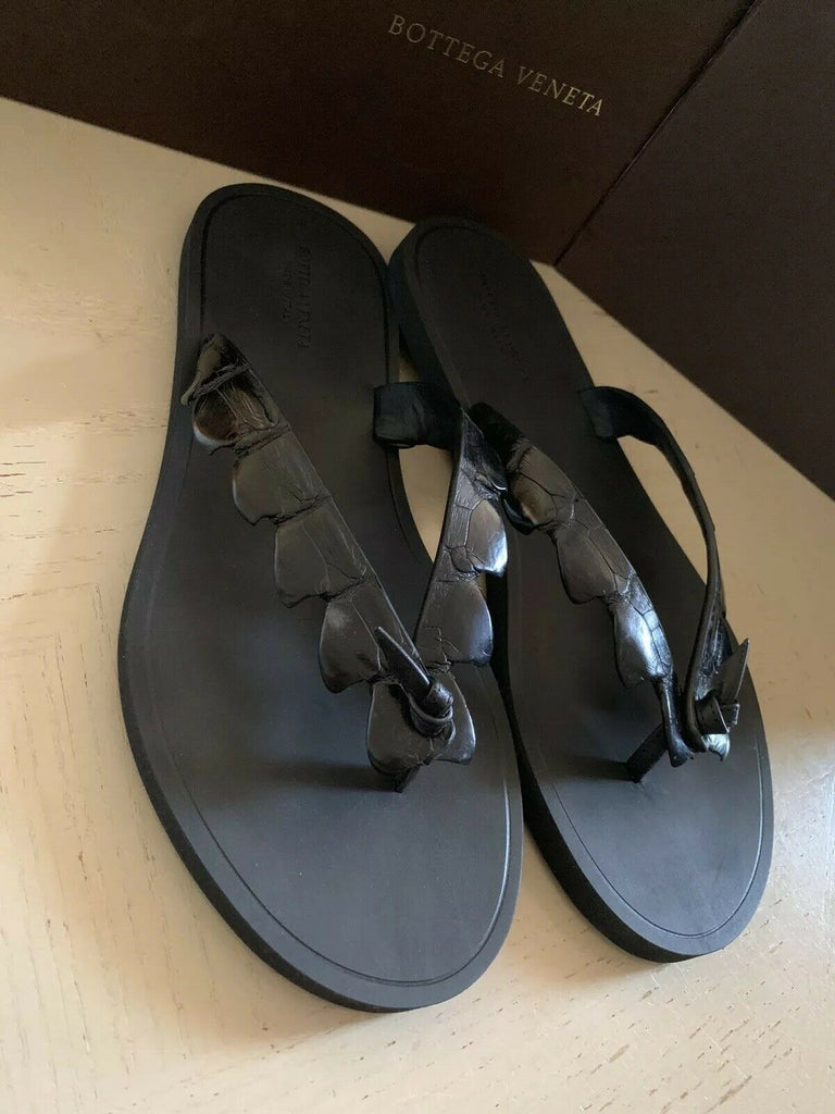 NIB $ 620 Bottega Veneta Männer Krokodil Flip Flop Sandale Schuhe Schwarz 7,5 US/40,5 E 