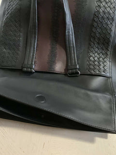 New $4200 Bottega Veneta Men Soft Leather Handdag Travel Bag Black/Burgundy Ita