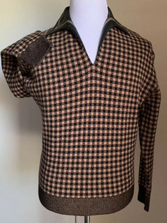 NWT $2700 Bottega Veneta Mens Cashmere/Leather Sweater Brown/Bla.M US ( 48 Eu )