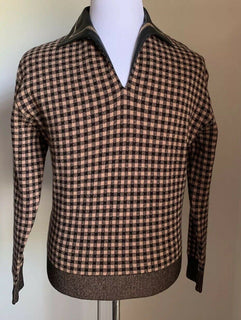 NWT $2700 Bottega Veneta Mens Cashmere/Leather Sweater Brown/Bla.M US ( 48 Eu )