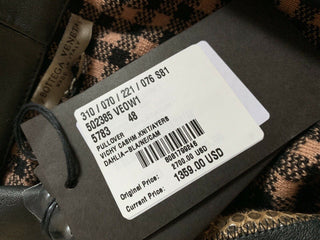 NWT $2700 Bottega Veneta Mens Cashmere/Leather Sweater Brown/Bla.M US ( 48 Eu )