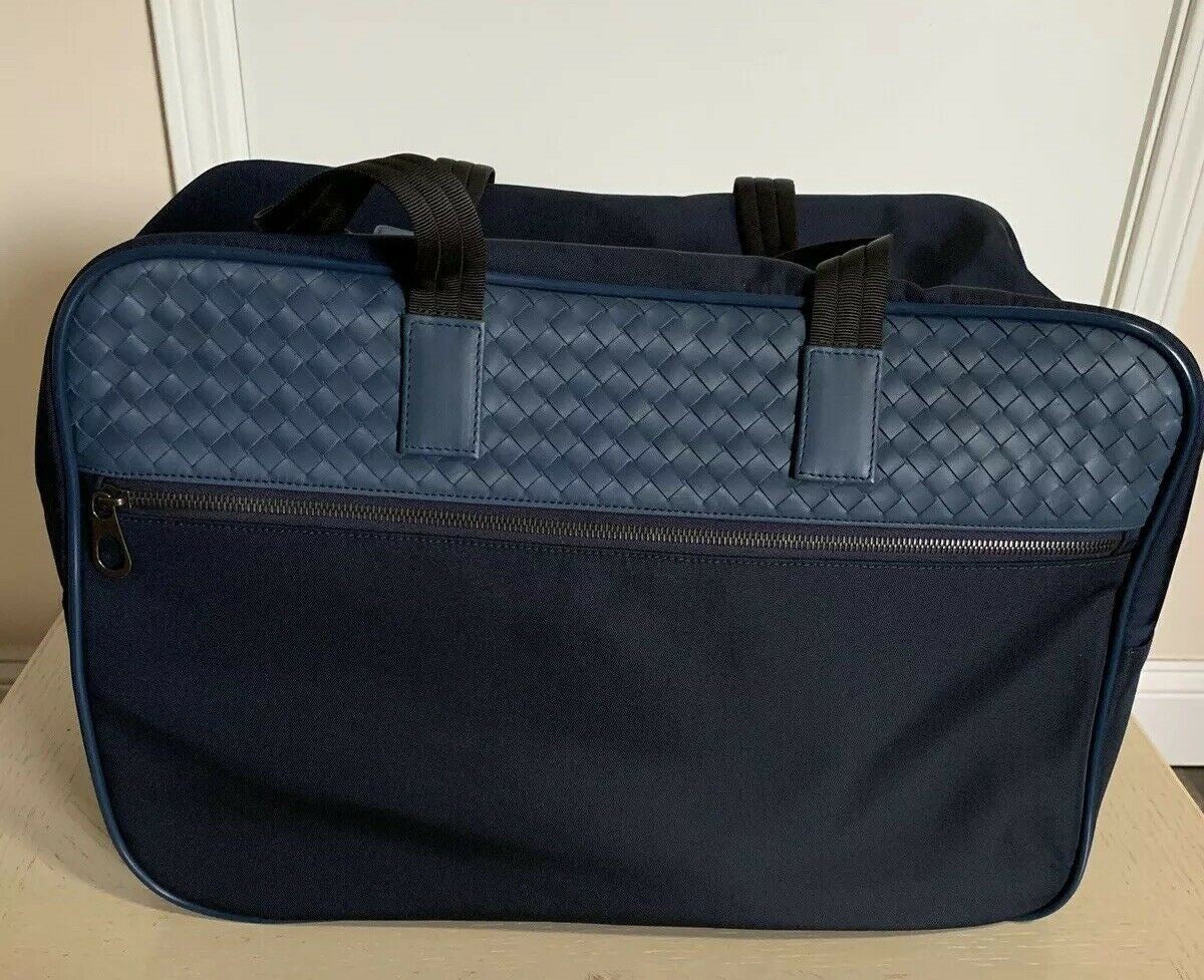 Новая дорожная сумка Bottega Veneta из кожи и холста за 2500 долларов DK Blue 422048 Италия