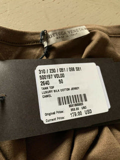 New $350 Bottega Veneta Men Silk/Cotton Tank Top T Shirt Camel M US ( 50 Eu )