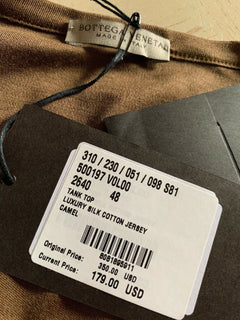 New $350 Bottega Veneta Men Silk/Cotton Tank Top T Shirt Camel S US ( 48 Eu )